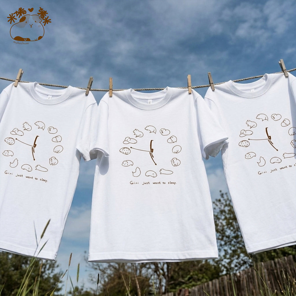 「ねむねむジーニー」時計柄コットンTシャツ