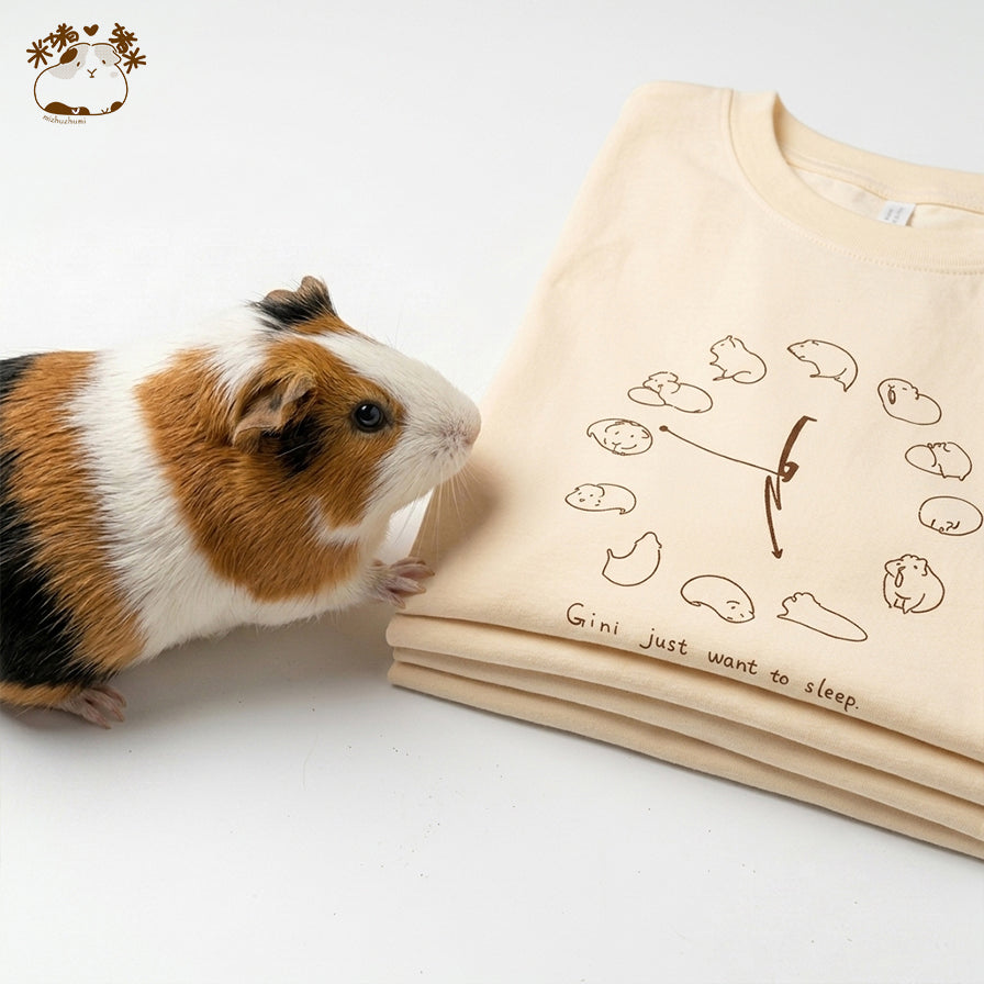 「ねむねむジーニー」時計柄コットンTシャツ