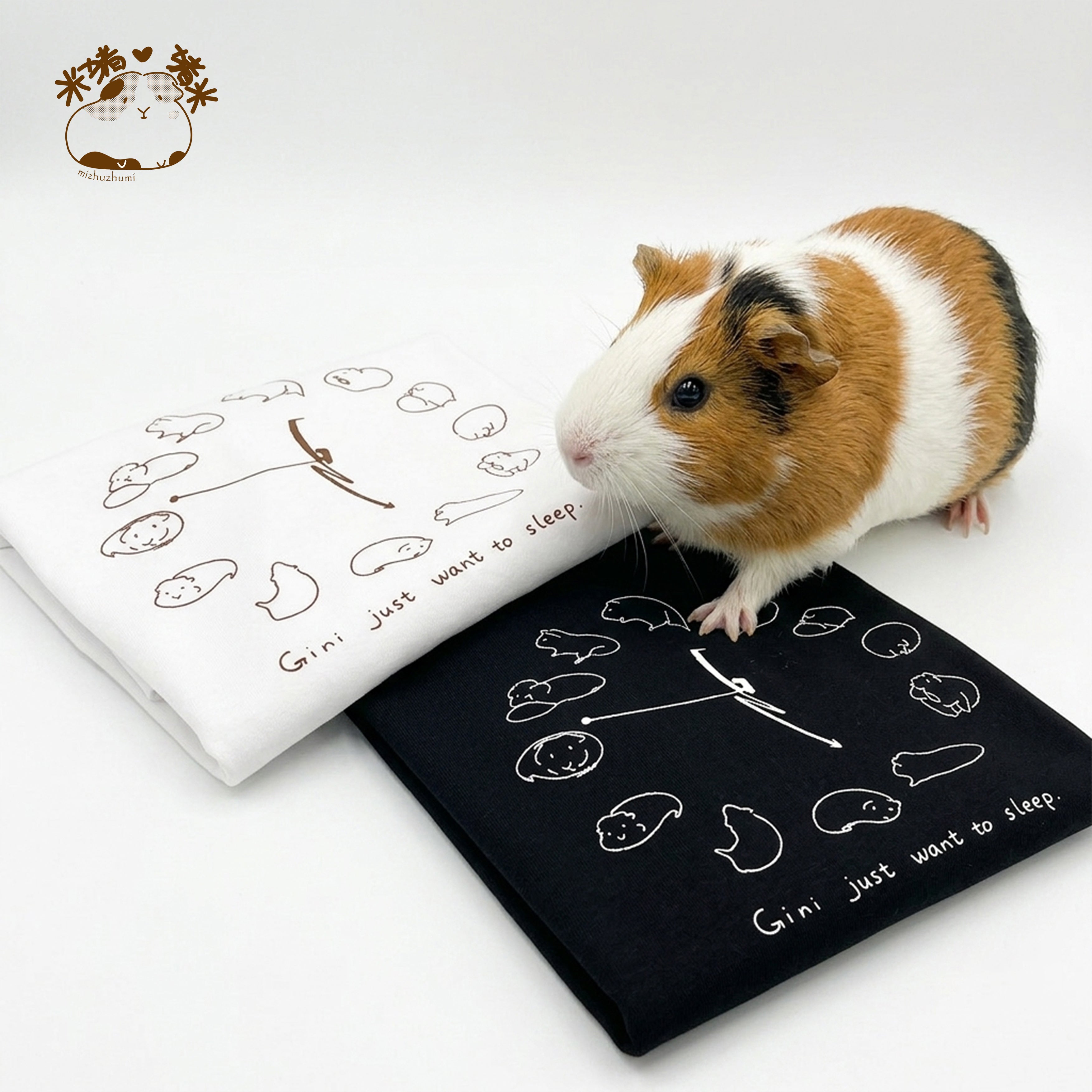 「ねむねむジーニー」時計柄コットンTシャツ