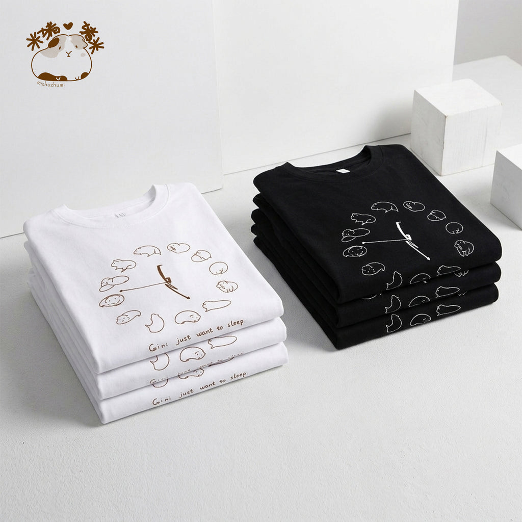 「ねむねむジーニー」時計柄コットンTシャツ