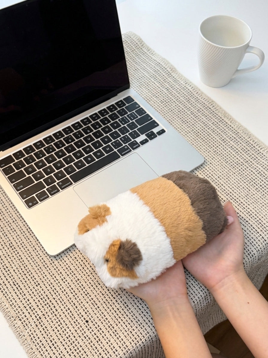 Calico guinea pig lying plush toy, product photo 4