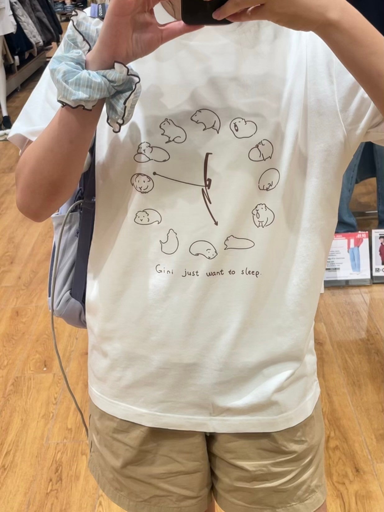 「ねむねむジーニー」時計柄コットンTシャツ