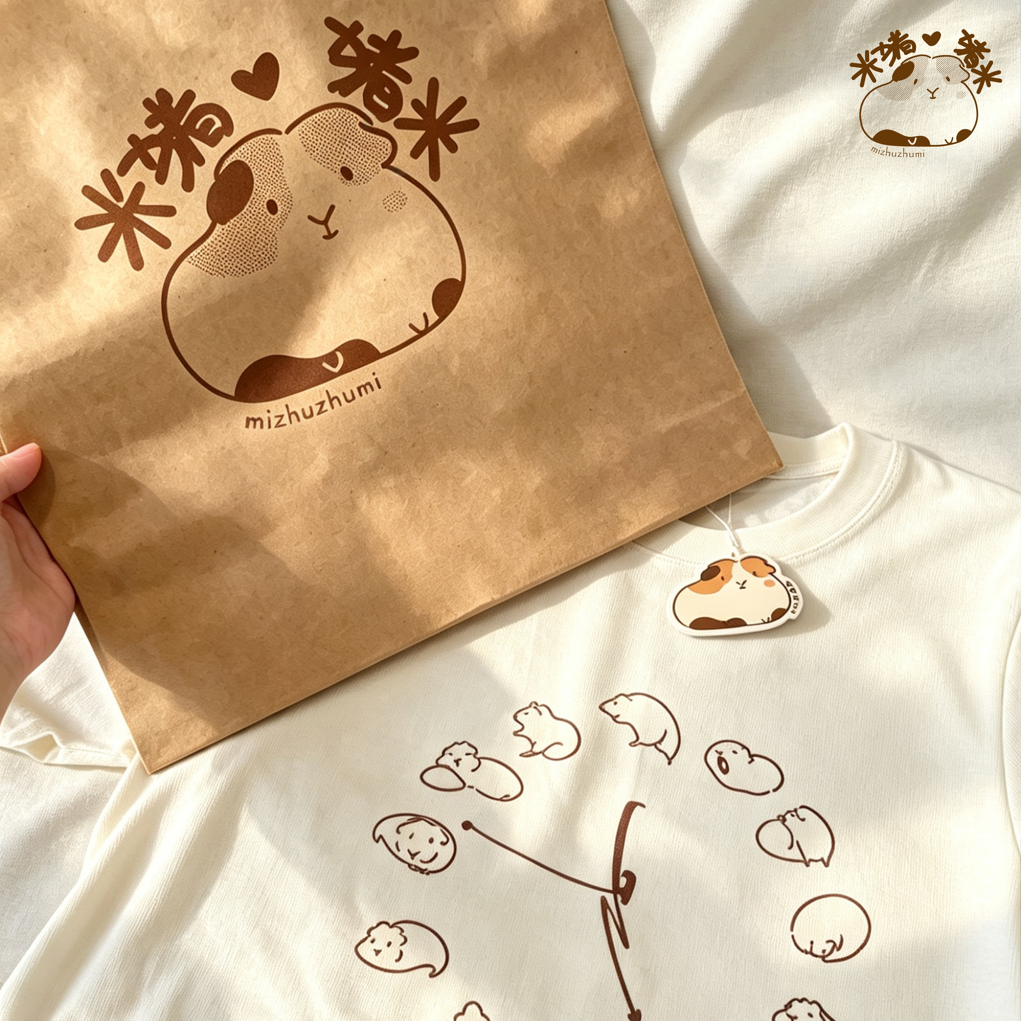 「ねむねむジーニー」時計柄コットンTシャツ