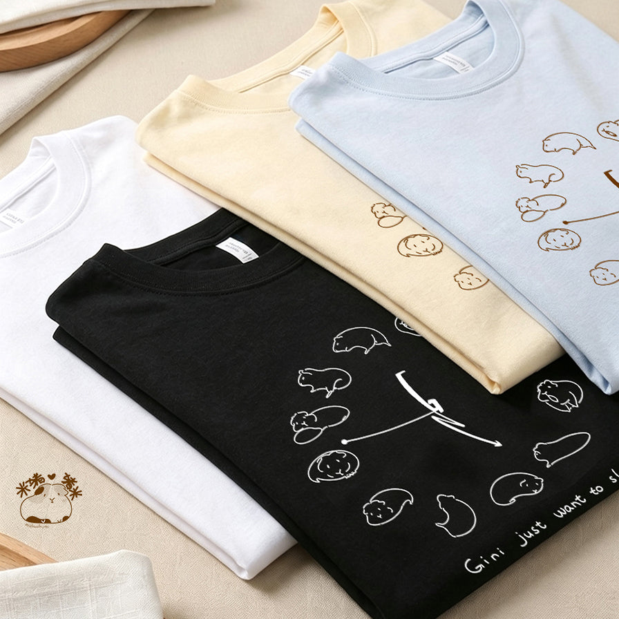 「ねむねむジーニー」時計柄コットンTシャツ