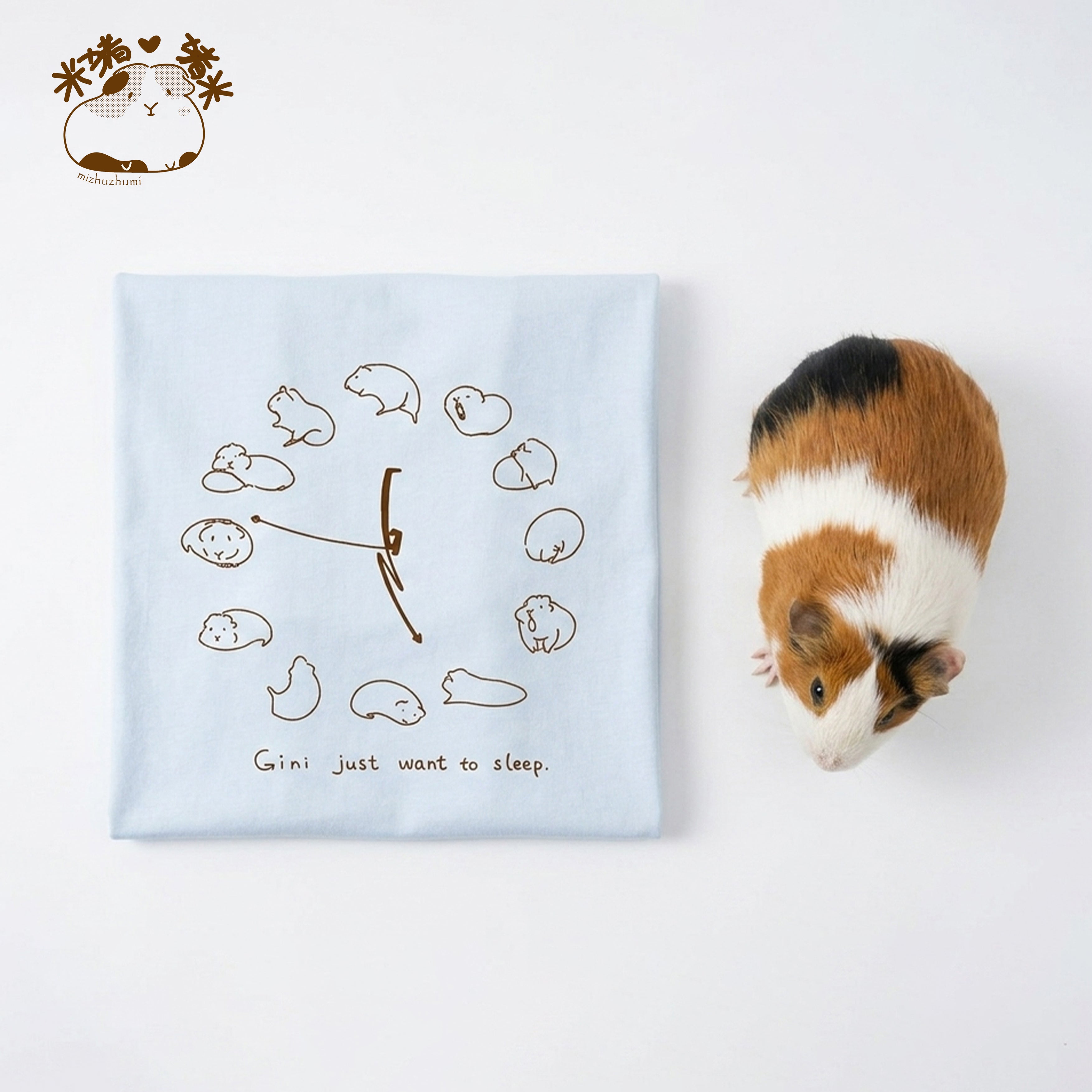 「ねむねむジーニー」時計柄コットンTシャツ
