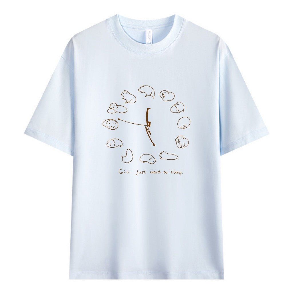 「ねむねむジーニー」時計柄コットンTシャツ
