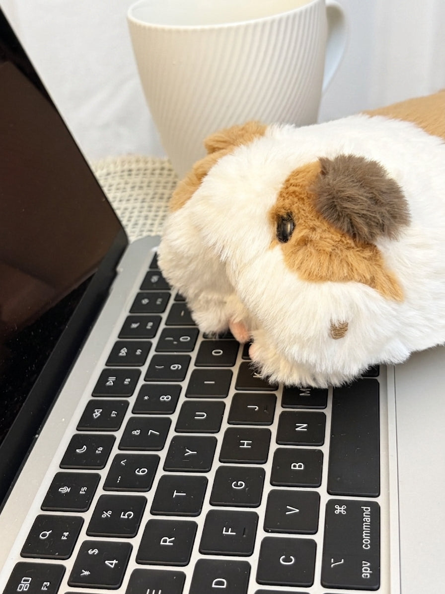 Calico guinea pig lying plush toy, product photo 26