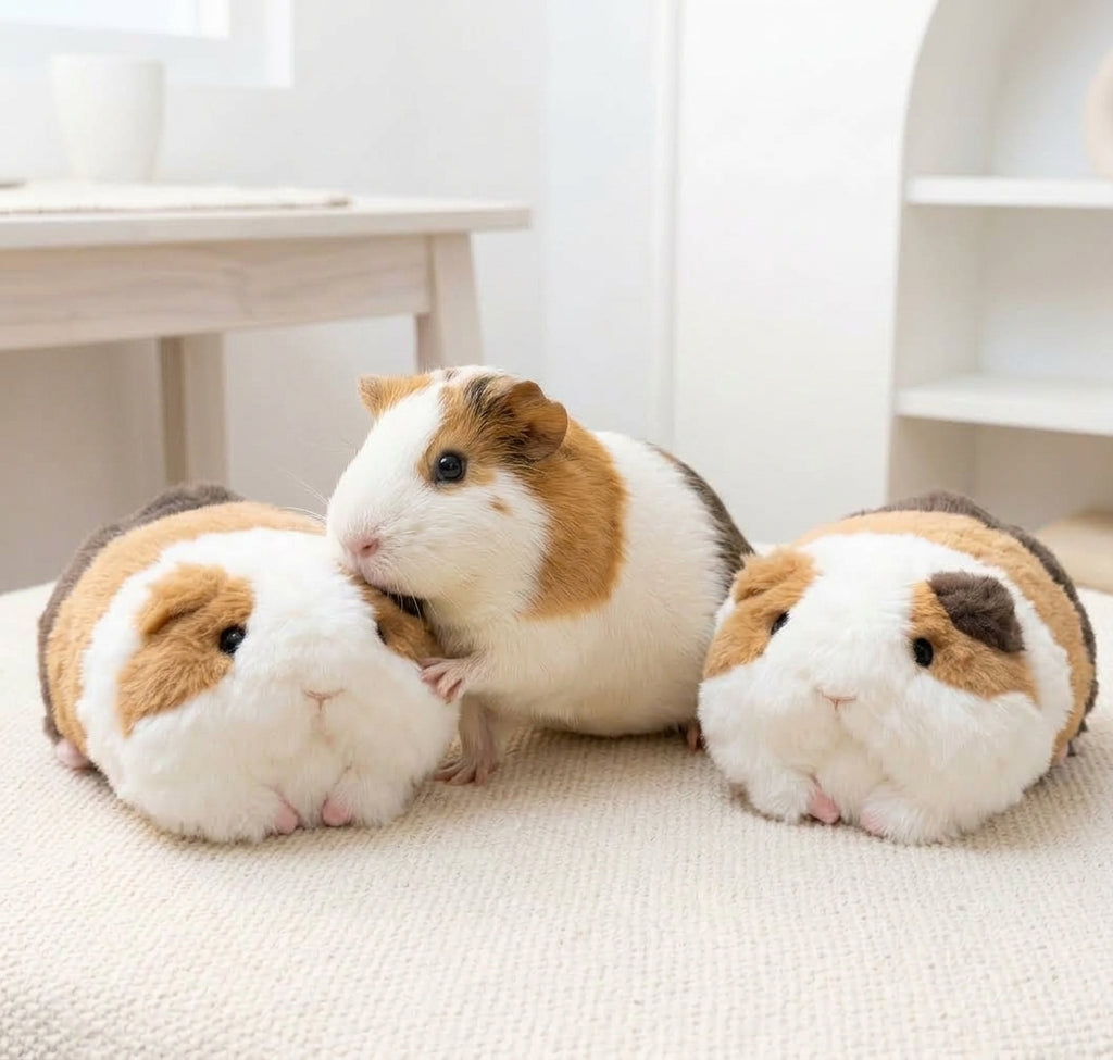 Calico guinea pig lying plush toy, product photo 27