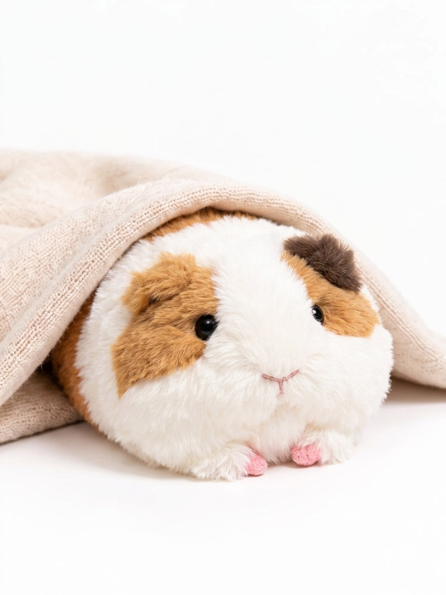 Calico guinea pig lying plush toy, product photo 28