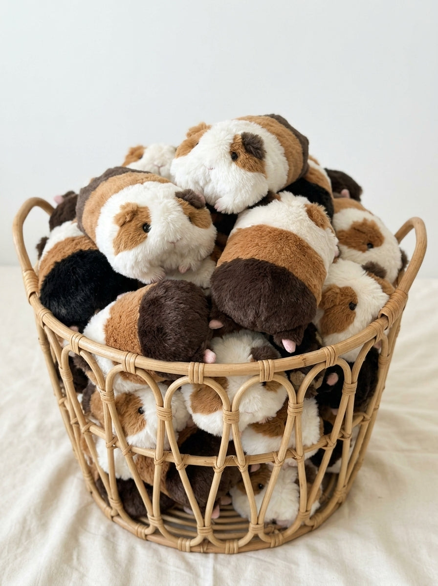 Calico guinea pig lying plush toy, product photo 22
