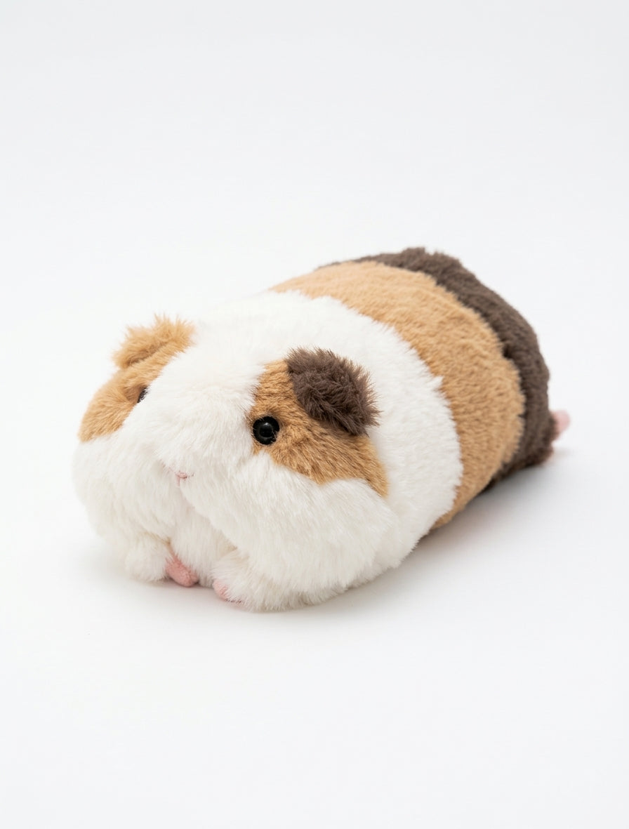 Calico guinea pig lying plush toy, product photo 2