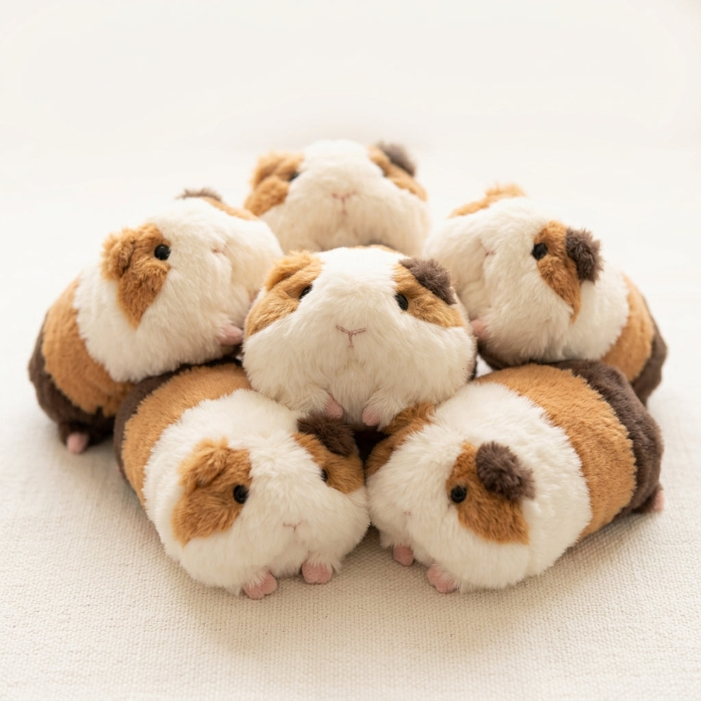Calico guinea pig lying plush toy, product photo 21