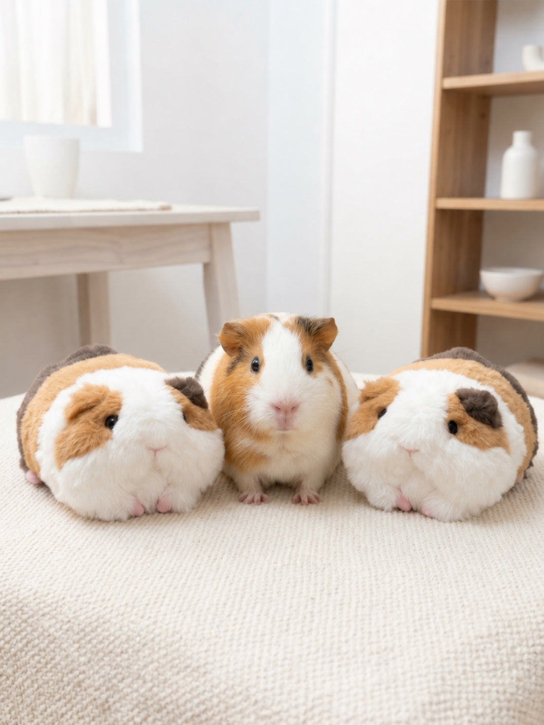 Calico guinea pig lying plush toy, product photo 12