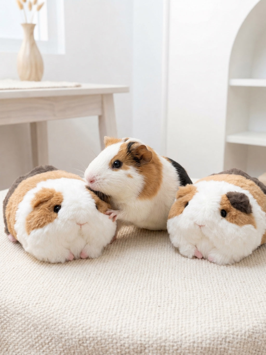 Calico guinea pig lying plush toy, product photo 13