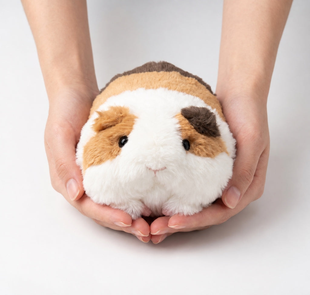 Calico guinea pig lying plush toy, product photo 6