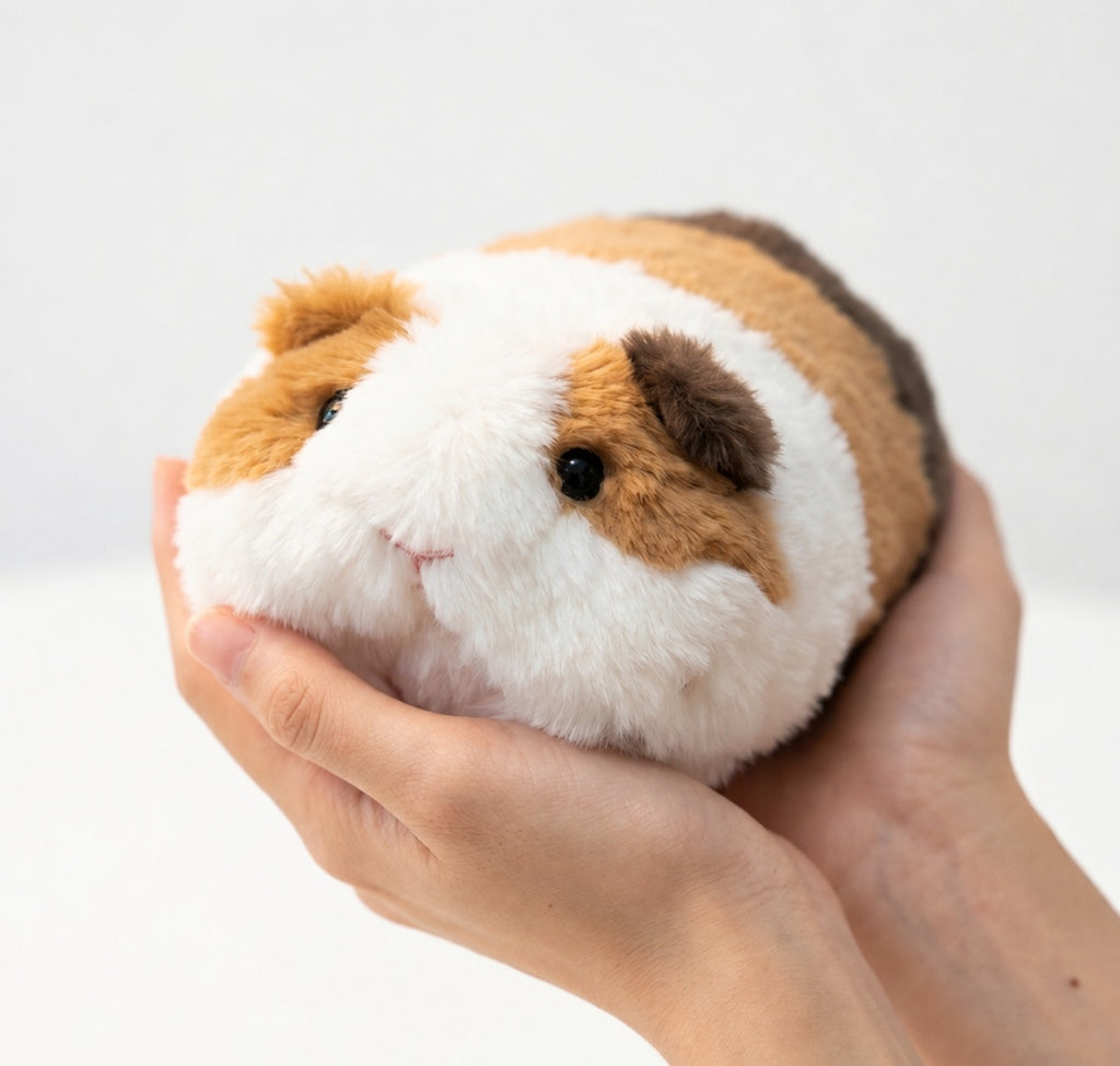 Calico guinea pig lying plush toy, product photo 7