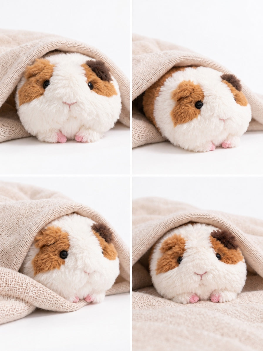 Calico guinea pig lying plush toy, product photo 29