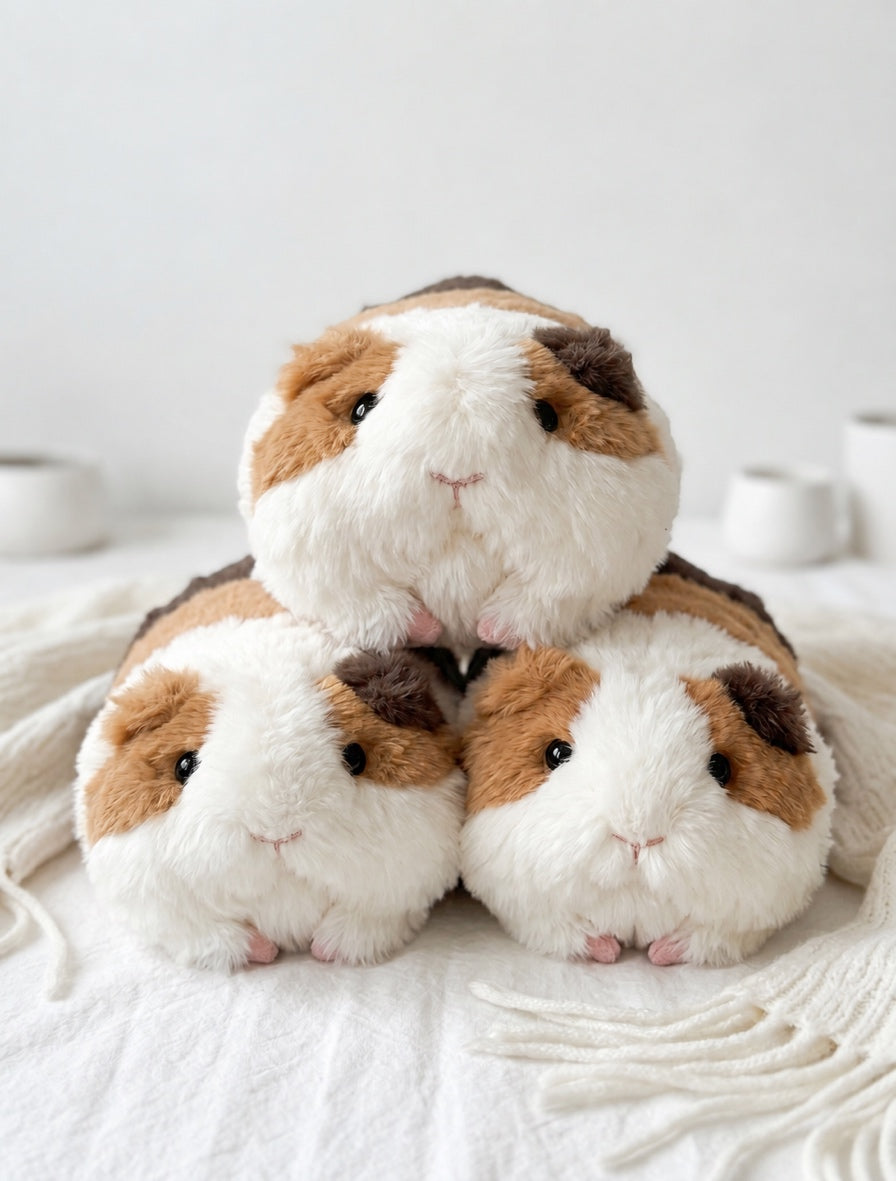 Calico guinea pig lying plush toy, product photo 15