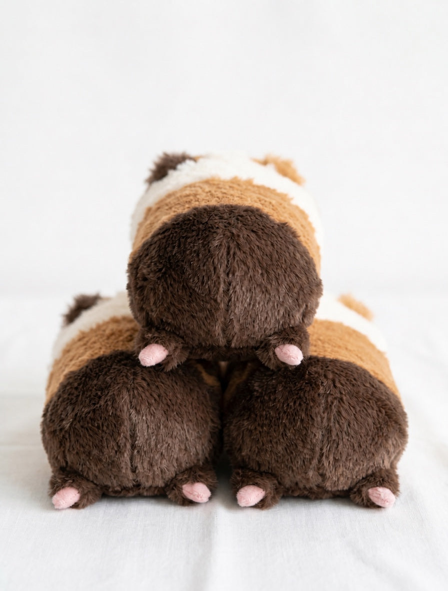 Calico guinea pig lying plush toy, product photo 16