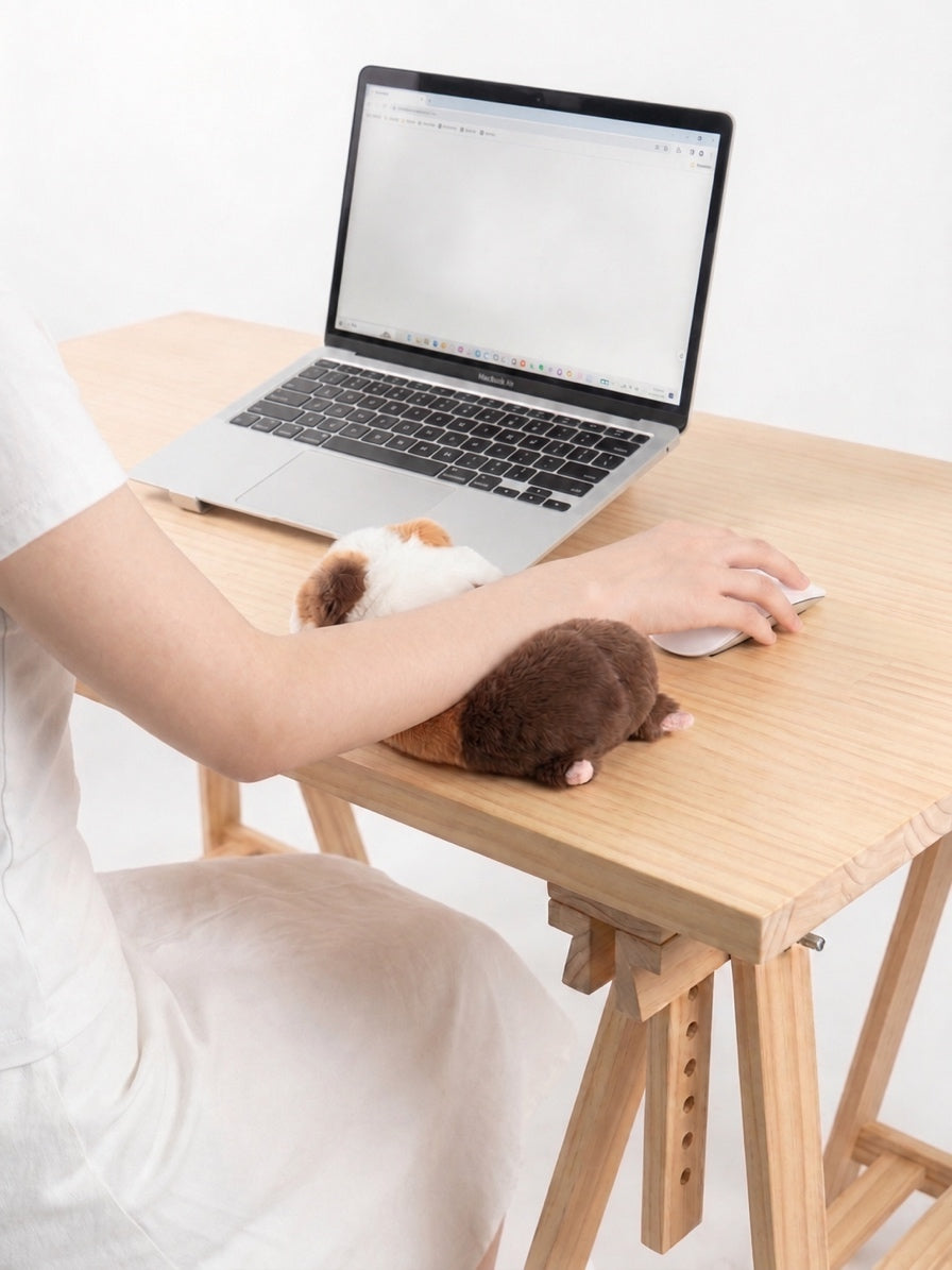 Calico guinea pig lying plush toy, product photo 14