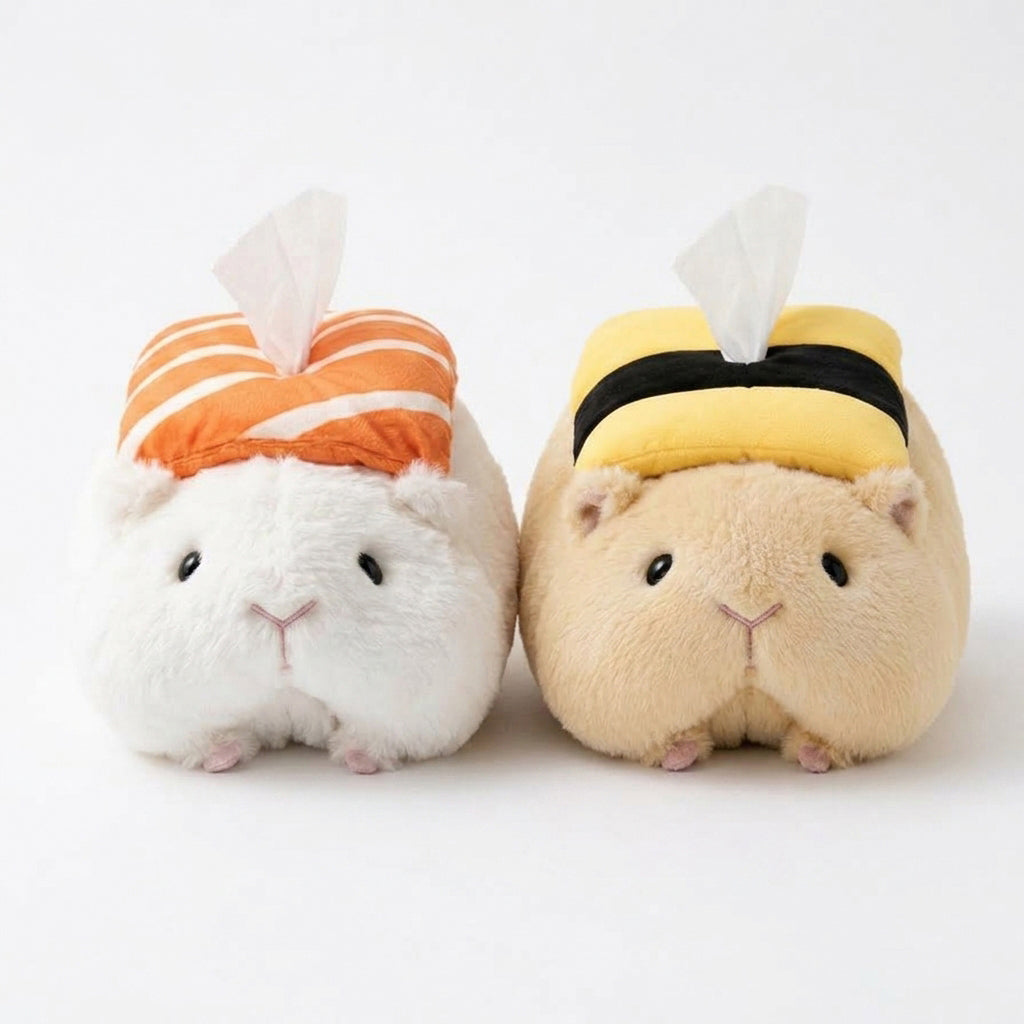 Salmon and tamagoyaki guinea pig plush tissue box holders