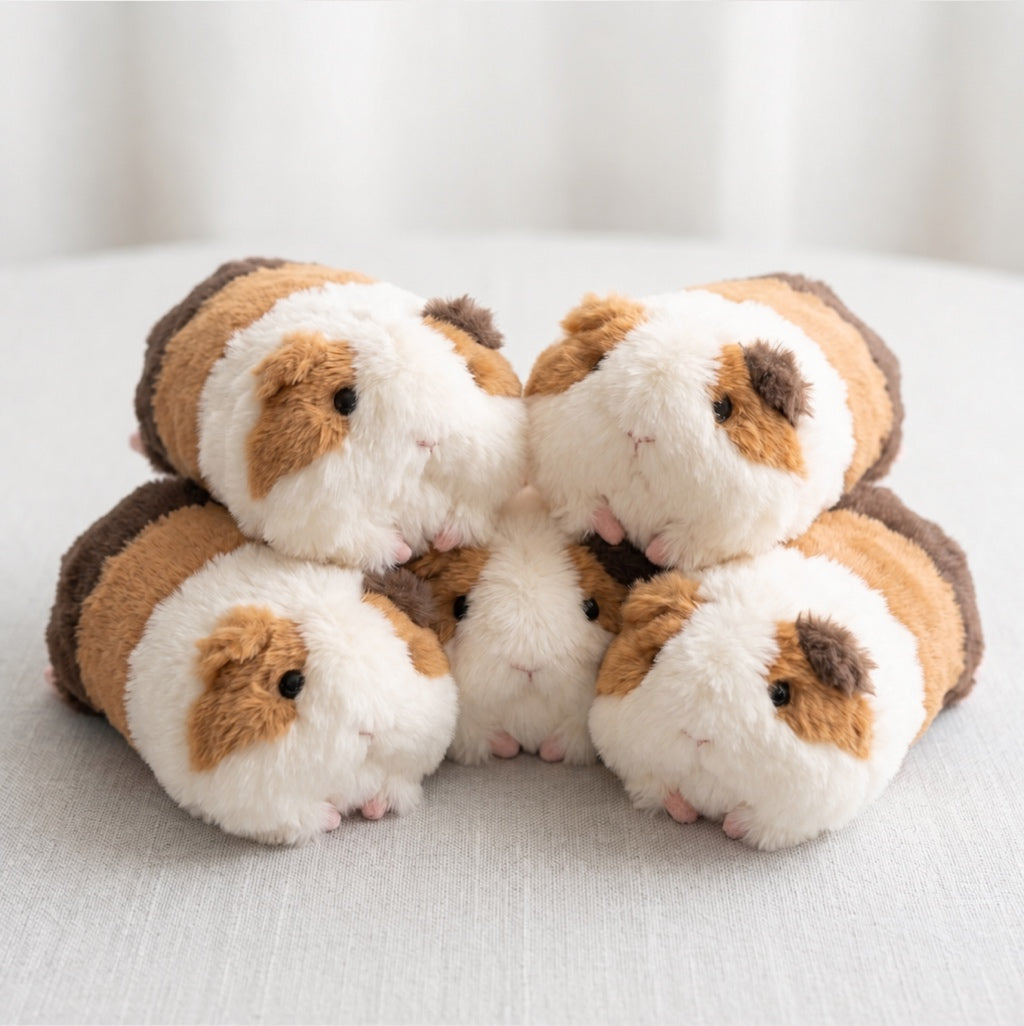 Calico guinea pig lying plush toy, product photo 17