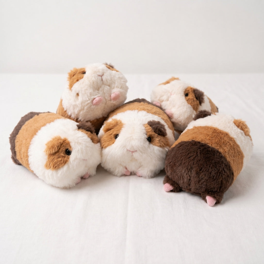 Calico guinea pig lying plush toy, product photo 19